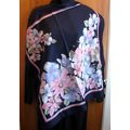 Flowered 28" Square Scarf: black, pink & lavender