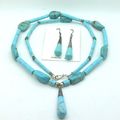 Sterling Silver Turquoise Gemstone Necklace Ear...