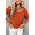 Gold Flame Textured Knit Bubble Sleeve Square N...