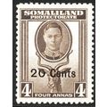 Somaliland KGVI 1951 20c on 4a Sepia Mounted Mi...