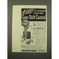 1949 Johnson QD Outboard Motor Ad - Gear Shift
