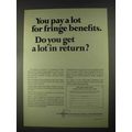 1967 The Equitable Life Assurance Ad - Fringe Benefits