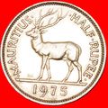 STAG★ MAURITIUS ★ 1/2 RUPEE 1975! ELIZABETH II ...