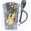 Cappuccino Mug with Spoon Ceramic with Violin D...