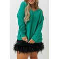 Green Plus Size Drop Shoulder V Neck Sweater