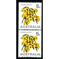AUSTRALIA 1970 Golden Wattle 5c Coil pair of st...