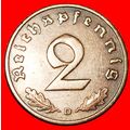 SWASTIKA 1936-1940: GERMANY ★ 2 PFENNIGS 1937D ...