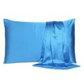 Bright Blue Dreamy Set Of 2 Silky Satin Queen P...