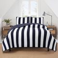 Full/Queen 3 Piece Navy Blue White Stars Stripe...