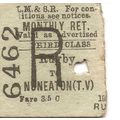 L.M.S.R. Edmondson Ticket - Rugby to Nuneaton T...