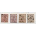 INDIA 1922 1a ONE ANNA CHOCOLATE SHADES 4 STAMP...