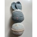 HAND CROCHETED SLEEPING BLUE BUNNY