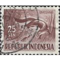 INDONESIA, MAMMAL, Smooth-coated otter, violet-grey 1956, 25sen