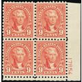 590, VF LH 9¢ Fresh Plate Block of Four Stamps ...