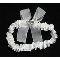 White Satin Ribbon Wedding Garter Decorated wit...