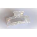 Pearly white iridescent rectangle marbled hair ...
