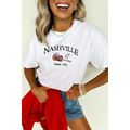 White Guitar NASHVILLE Music City Print Crewnec...