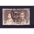 NYASALAND 1937 CORONATION SG 128 1d BROWN FINE ...