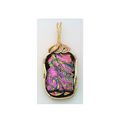 Pink Green Dichroic Glass Gold filled Wire Wrap...