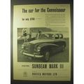 1957 Sunbeam Mark III Car Ad - For the Connoisseur
