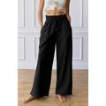 Black Elastic High Waist Drawstring Sweatpants