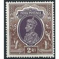 India 1937 SG260 2 Rupees Purple & Brown Mounte...
