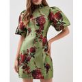 KAREN MILLEN Tall Floral Jacquard Panelled Puff...