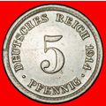Ⰶ EAGLE (1890-1915): GERMANY ★ 5 PFENNIGS 1914A...