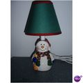 12" Snowman Lamp with Green & Maroon Shade Chri...