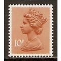 Great Britain 1980 10p Orange Brown 1RB Unmount...