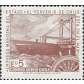 CHILE, Freighter and Ship´s Wheel, red-lilac 19...