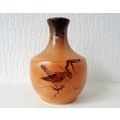 Pottery vase sparrow on branch signed Arnaldo 1...