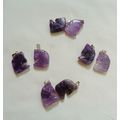 2 Amethyst Horse Head Charms Pendants Crystal 7...
