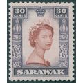 Sarawak 1955 30c red-brown & deep lilac SG198 u...