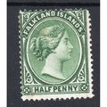 Falkland Islands Sg16 1891 ½d Deep Dull Green H...