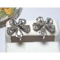 Estate Pear Cut Rhinestone Flower Screw On Phyl...