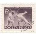 Poland 1954 - 25g brownish violet - Fencing - used