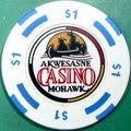 Akwesasne. $1 Casino Chip. Hogansburg, NY. Z13.