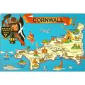 England CORNWALL Map Postcard (Hinde 2DC1108)