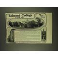 1908 Belmont College Ad - Unrivaled in the South