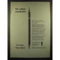 1966 How to Aid Education Ad - The College Contribution