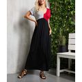 Color Block V-Neck Maxi Empire-Waist Dress by S...