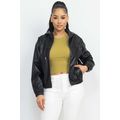 Faux Leather Hoodie Jacket