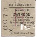 B.R.B. Edmondson Ticket - Edinburgh to Swindon