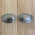 Set of 2 Satin Nickel Oval Shell Knob Cabinet P...