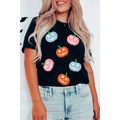 Black Chenille Pumpkin Patched Playful Hallowee...