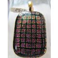 Dichroic Multicolor Fused Glass Pendant with go...