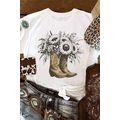 White Sunflower Cowgirl Boots Cotton Blend Grap...