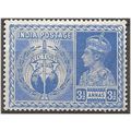 India 1946 SG280 3 1/2a Bright Blue Victory Mou...
