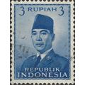 INDONESIA, President Sukarno, blue 1951, 3R, #3